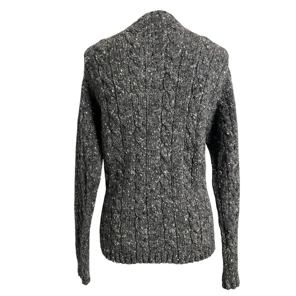 Ralph Lauren Cardigan Sweater Womens Medium Gray 100% Wool Cable Knit Pockets - Picture 7 of 8